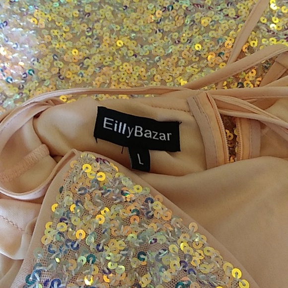 Eilly Bazar Embellished Light Pink Cocktail Mini Dress Size L - Picture 17 of 17